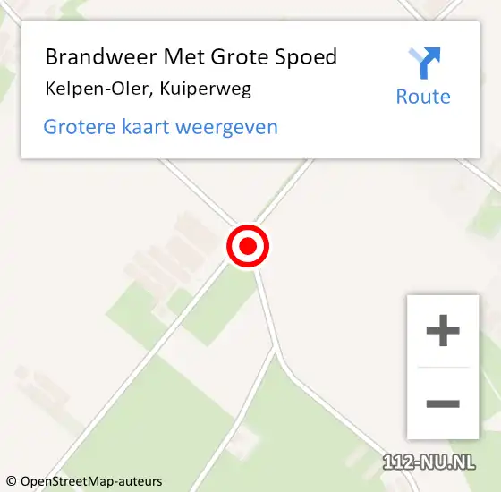 Locatie op kaart van de 112 melding: Brandweer Met Grote Spoed Naar Kelpen-Oler, Kuiperweg op 7 december 2019 17:02