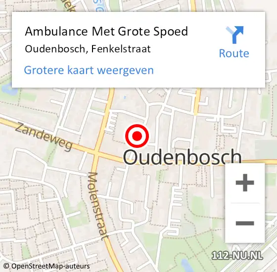 Locatie op kaart van de 112 melding: Ambulance Met Grote Spoed Naar Oudenbosch, Fenkelstraat op 7 december 2019 18:25