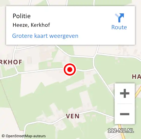 Locatie op kaart van de 112 melding: Politie Heeze, Kerkhof op 7 december 2019 20:07