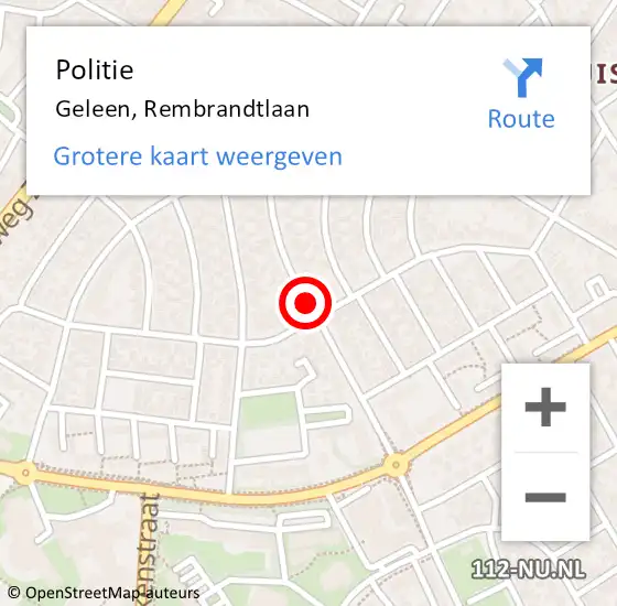 Locatie op kaart van de 112 melding: Politie Geleen, Rembrandtlaan op 7 december 2019 20:48