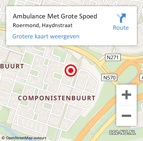 Locatie op kaart van de 112 melding: Ambulance Met Grote Spoed Naar Roermond, Haydnstraat op 7 december 2019 20:56