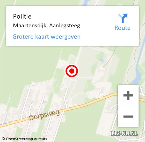 Locatie op kaart van de 112 melding: Politie Maartensdijk, Aanlegsteeg op 7 december 2019 21:44