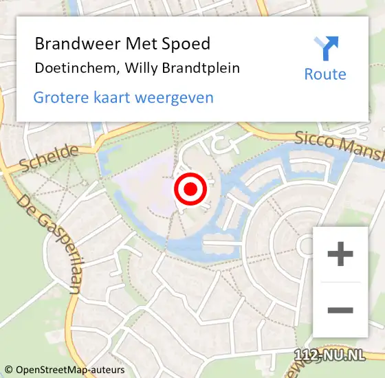 Locatie op kaart van de 112 melding: Brandweer Met Spoed Naar Doetinchem, Willy Brandtplein op 7 december 2019 21:49