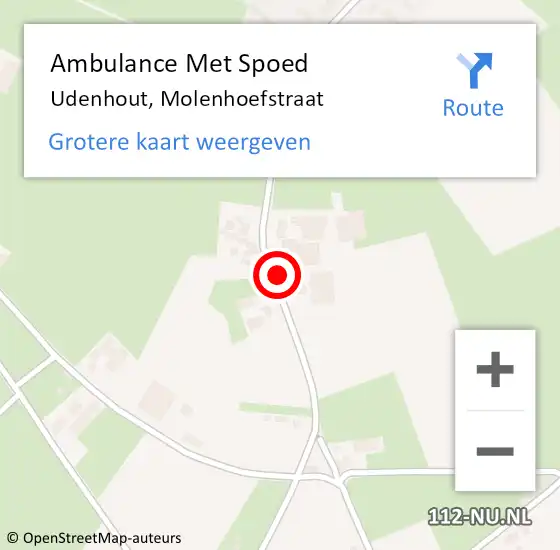 Locatie op kaart van de 112 melding: Ambulance Met Spoed Naar Udenhout, Molenhoefstraat op 7 december 2019 21:49