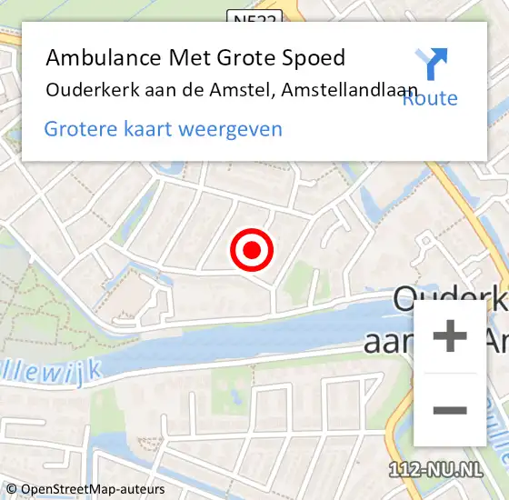 Locatie op kaart van de 112 melding: Ambulance Met Grote Spoed Naar Ouderkerk aan de Amstel, Amstellandlaan op 7 december 2019 22:48