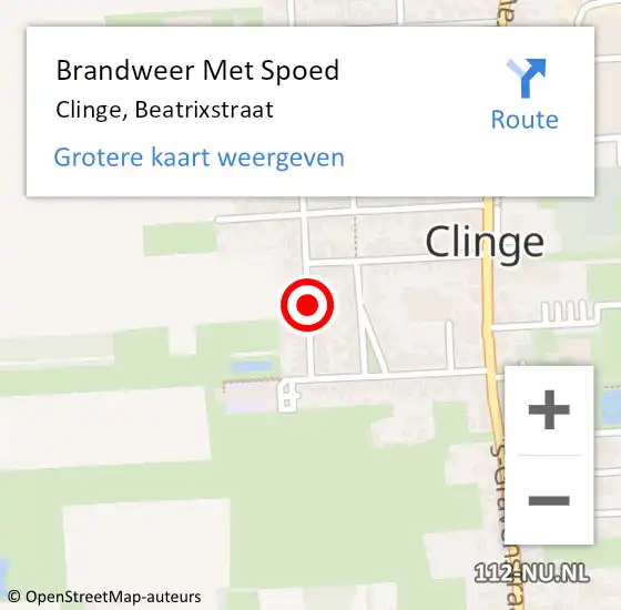 Locatie op kaart van de 112 melding: Brandweer Met Spoed Naar Clinge, Beatrixstraat op 8 december 2019 00:22