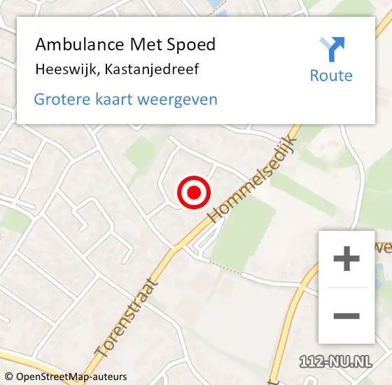 Locatie op kaart van de 112 melding: Ambulance Met Spoed Naar Heeswijk, Kastanjedreef op 8 december 2019 01:09