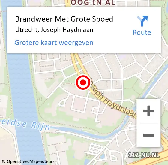 Locatie op kaart van de 112 melding: Brandweer Met Grote Spoed Naar Utrecht, Joseph Haydnlaan op 8 december 2019 01:54