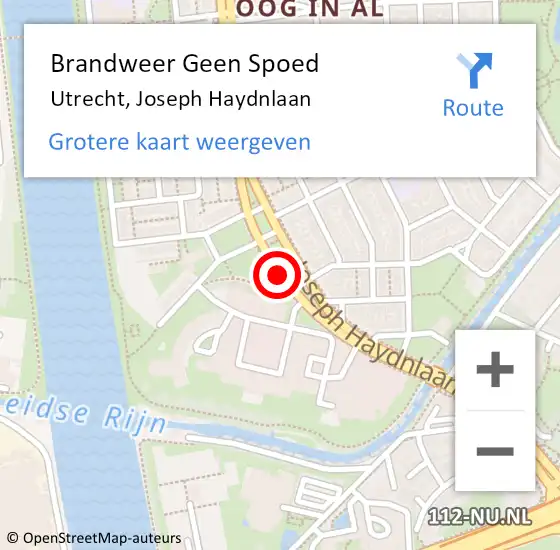 Locatie op kaart van de 112 melding: Brandweer Geen Spoed Naar Utrecht, Joseph Haydnlaan op 8 december 2019 02:01