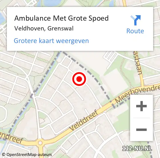 Locatie op kaart van de 112 melding: Ambulance Met Grote Spoed Naar Veldhoven, Grenswal op 8 december 2019 02:25