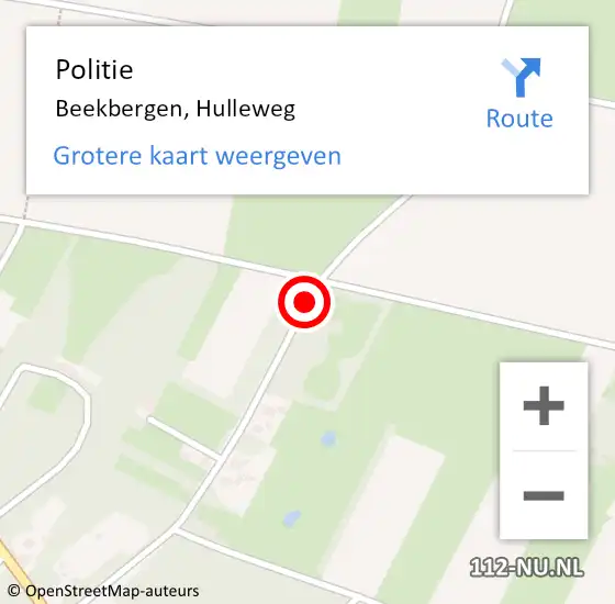 Locatie op kaart van de 112 melding: Politie Beekbergen, Hulleweg op 8 december 2019 02:33