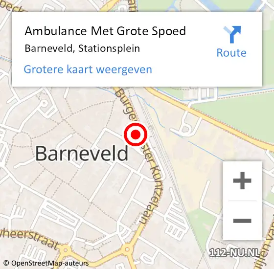 Locatie op kaart van de 112 melding: Ambulance Met Grote Spoed Naar Barneveld, Stationsplein op 8 december 2019 03:23