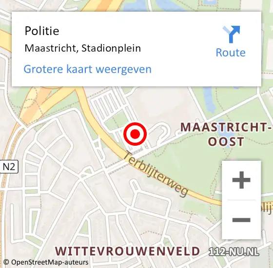 Locatie op kaart van de 112 melding: Politie Maastricht, Stadionplein op 8 december 2019 03:38