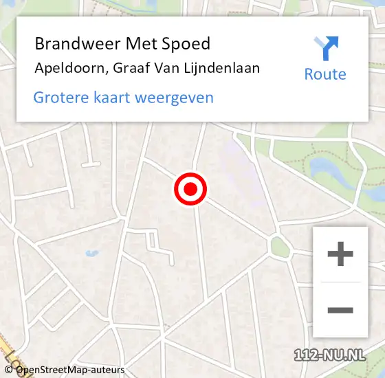 Locatie op kaart van de 112 melding: Brandweer Met Spoed Naar Apeldoorn, Graaf Van Lijndenlaan op 8 december 2019 03:54