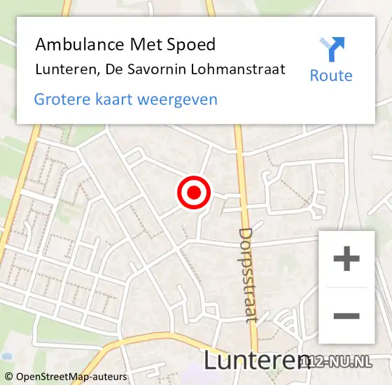 Locatie op kaart van de 112 melding: Ambulance Met Spoed Naar Lunteren, De Savornin Lohmanstraat op 8 december 2019 05:46
