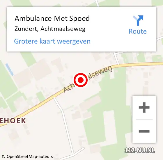 Locatie op kaart van de 112 melding: Ambulance Met Spoed Naar Zundert, Achtmaalseweg op 8 december 2019 05:51