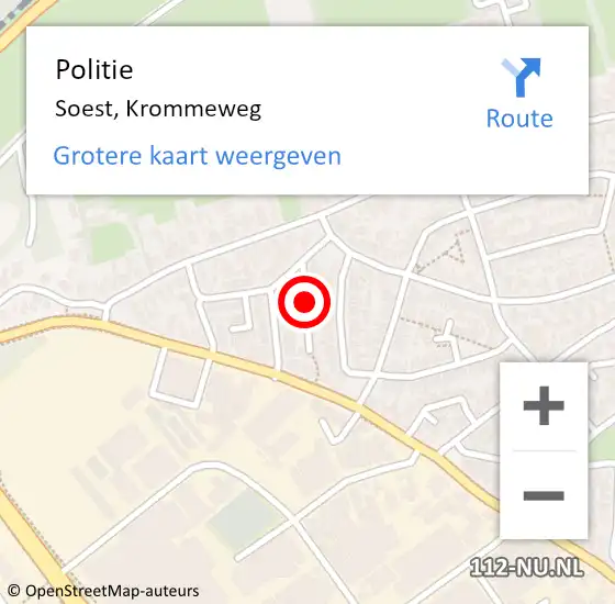 Locatie op kaart van de 112 melding: Politie Soest, Krommeweg op 8 december 2019 08:06