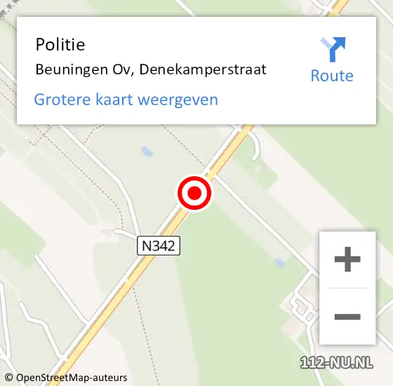Locatie op kaart van de 112 melding: Politie Beuningen Ov, Denekamperstraat op 8 december 2019 08:28