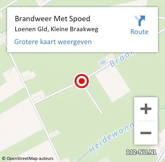 Locatie op kaart van de 112 melding: Brandweer Met Spoed Naar Loenen Gld, Kleine Braakweg op 22 april 2014 10:05