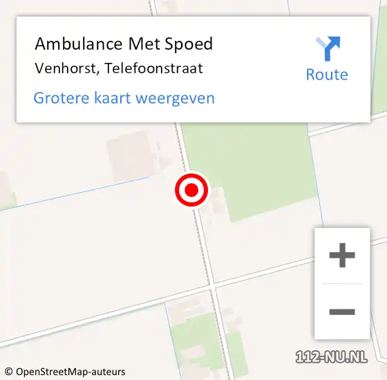 Locatie op kaart van de 112 melding: Ambulance Met Spoed Naar Venhorst, Telefoonstraat op 8 december 2019 09:38