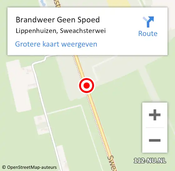 Locatie op kaart van de 112 melding: Brandweer Geen Spoed Naar Lippenhuizen, Sweachsterwei op 8 december 2019 09:45