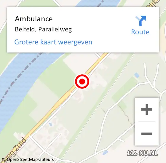 Locatie op kaart van de 112 melding: Ambulance Belfeld, Parallelweg op 8 december 2019 11:53