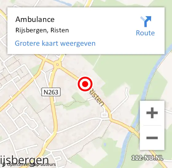 Locatie op kaart van de 112 melding: Ambulance Rijsbergen, Risten op 8 december 2019 12:25