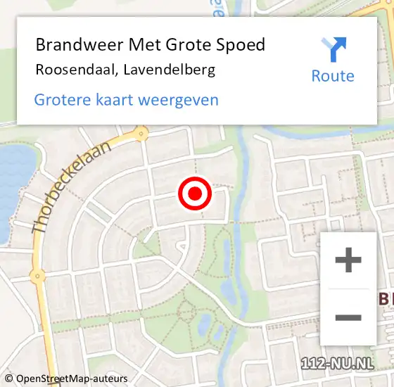 Locatie op kaart van de 112 melding: Brandweer Met Grote Spoed Naar Roosendaal, Lavendelberg op 8 december 2019 12:30