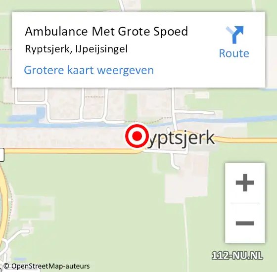 Locatie op kaart van de 112 melding: Ambulance Met Grote Spoed Naar Ryptsjerk, IJpeijsingel op 8 december 2019 12:34