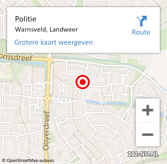 Locatie op kaart van de 112 melding: Politie Warnsveld, Landweer op 8 december 2019 13:33