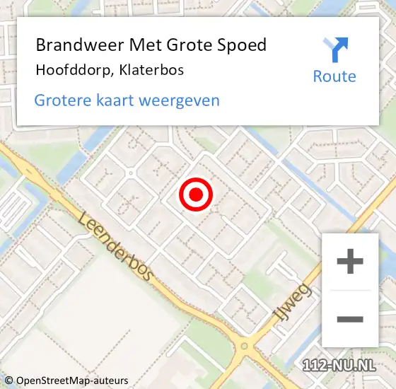Locatie op kaart van de 112 melding: Brandweer Met Grote Spoed Naar Hoofddorp, Klaterbos op 8 december 2019 14:13