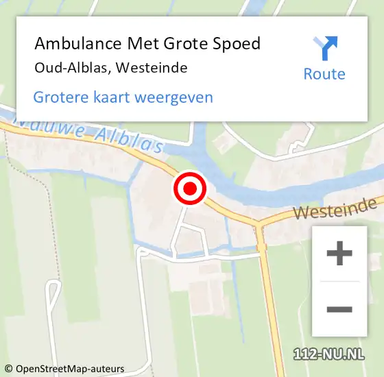 Locatie op kaart van de 112 melding: Ambulance Met Grote Spoed Naar Oud-Alblas, Westeinde op 8 december 2019 14:57