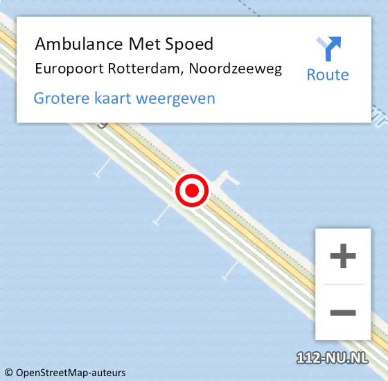Locatie op kaart van de 112 melding: Ambulance Met Spoed Naar Europoort Rotterdam, Noordzeeweg op 8 december 2019 15:24