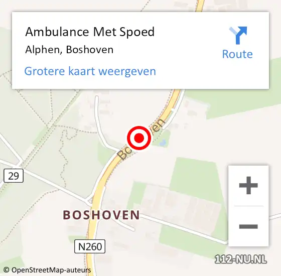 Locatie op kaart van de 112 melding: Ambulance Met Spoed Naar Alphen, Boshoven op 8 december 2019 16:42