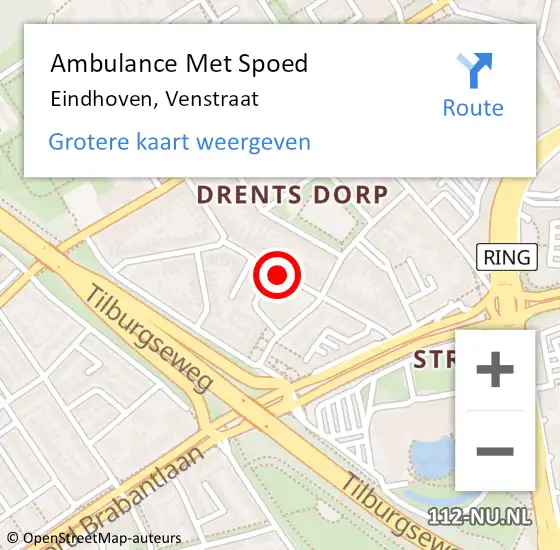 Locatie op kaart van de 112 melding: Ambulance Met Spoed Naar Eindhoven, Venstraat op 8 december 2019 17:08