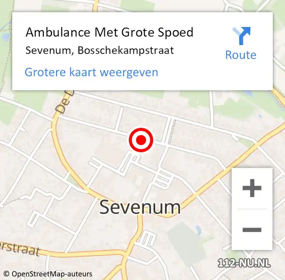 Locatie op kaart van de 112 melding: Ambulance Met Grote Spoed Naar Sevenum, Bosschekampstraat op 8 december 2019 18:41