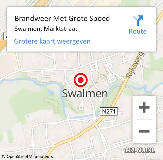 Locatie op kaart van de 112 melding: Brandweer Met Grote Spoed Naar Swalmen, Marktstraat op 8 december 2019 19:15