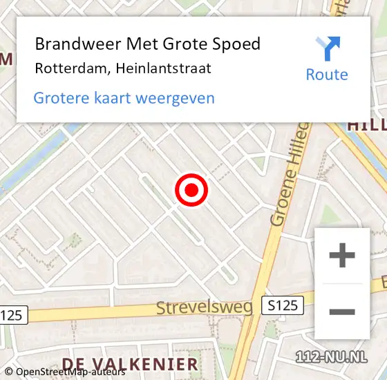 Locatie op kaart van de 112 melding: Brandweer Met Grote Spoed Naar Rotterdam, Heinlantstraat op 8 december 2019 19:46