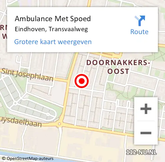 Locatie op kaart van de 112 melding: Ambulance Met Spoed Naar Eindhoven, Transvaalweg op 8 december 2019 20:00