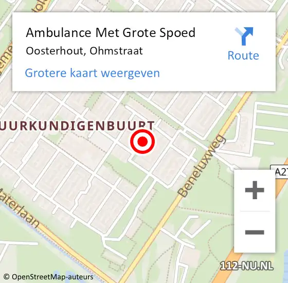 Locatie op kaart van de 112 melding: Ambulance Met Grote Spoed Naar Oosterhout, Ohmstraat op 8 december 2019 20:05