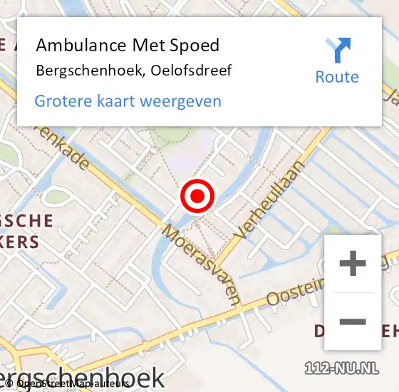 Locatie op kaart van de 112 melding: Ambulance Met Spoed Naar Bergschenhoek, Oelofsdreef op 8 december 2019 20:06