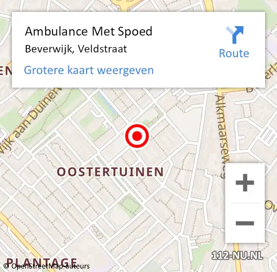 Locatie op kaart van de 112 melding: Ambulance Met Spoed Naar Beverwijk, Veldstraat op 8 december 2019 21:01