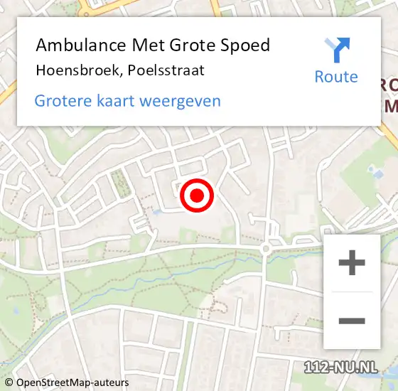 Locatie op kaart van de 112 melding: Ambulance Met Grote Spoed Naar Hoensbroek, Poelsstraat op 22 april 2014 10:51