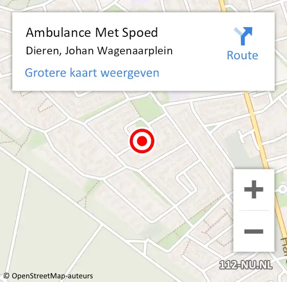 Locatie op kaart van de 112 melding: Ambulance Met Spoed Naar Dieren, Johan Wagenaarplein op 8 december 2019 22:27