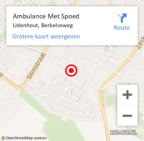 Locatie op kaart van de 112 melding: Ambulance Met Spoed Naar Udenhout, Berkelseweg op 8 december 2019 23:49