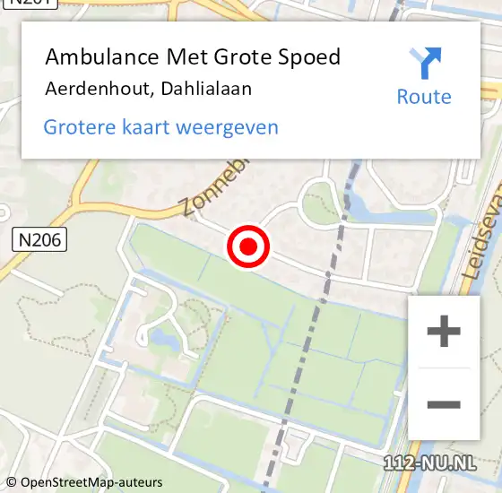 Locatie op kaart van de 112 melding: Ambulance Met Grote Spoed Naar Aerdenhout, Dahlialaan op 8 december 2019 23:53