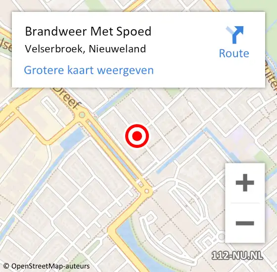 Locatie op kaart van de 112 melding: Brandweer Met Spoed Naar Velserbroek, Nieuweland op 9 december 2019 00:13