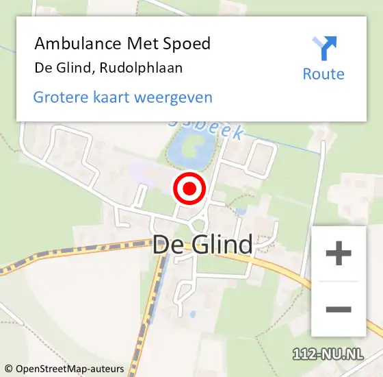 Locatie op kaart van de 112 melding: Ambulance Met Spoed Naar De Glind, Rudolphlaan op 9 december 2019 03:28