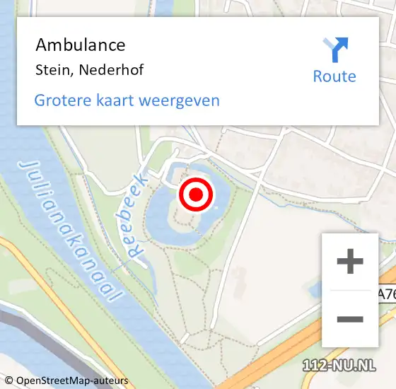 Locatie op kaart van de 112 melding: Ambulance Stein, Nederhof op 22 april 2014 11:02