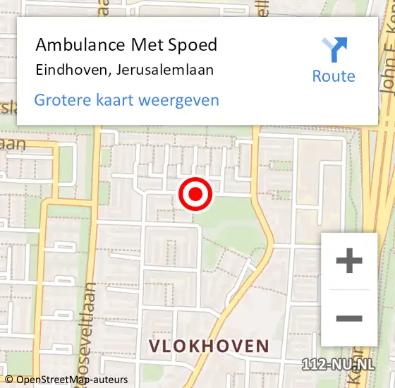 Locatie op kaart van de 112 melding: Ambulance Met Spoed Naar Eindhoven, Jerusalemlaan op 9 december 2019 04:34